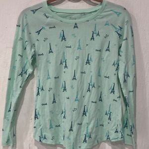 Justice, blue girls Paris themed size 16 long sleeve shirt
